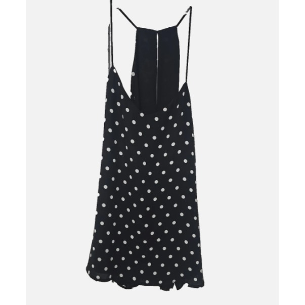 Express Black White Polka Dot Lined Tank Blouse Medium